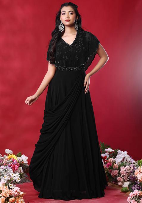 Black Bead Hand Embroidered Gown
