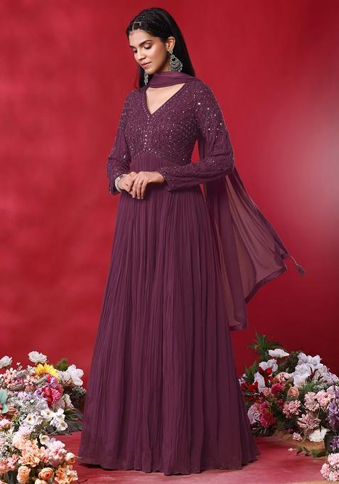 Pista to green Wedding chinnon Anarkali Gown | Surat Showroom