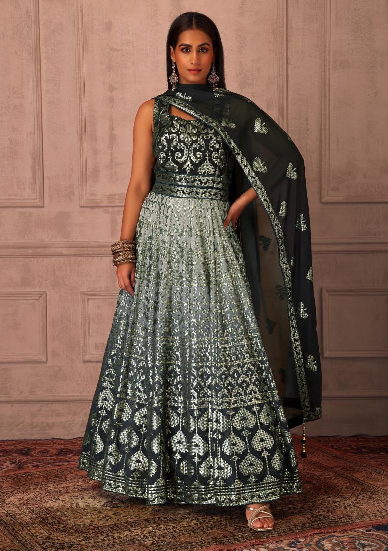 Buy Women Black Sequin Embroidered Anarkali Suit Set With Dupatta - Black  Beauty - Indya
