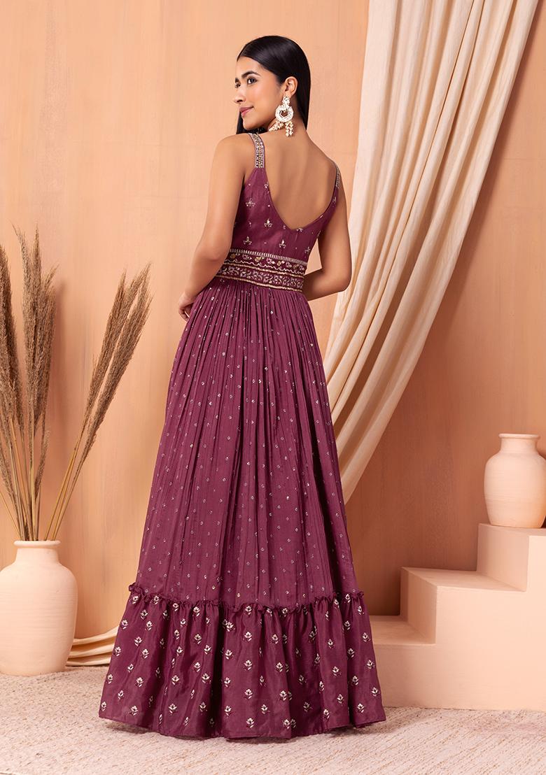 Buy Attractive Maroon Zari Woven Cotton Readymade Wedding Wear Gown  Zeel  Clothing