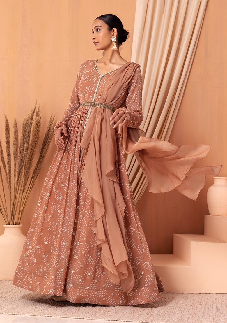 Peach Colour Latest Gown with Dupatta | Latest Party Wear Anarkali Suit