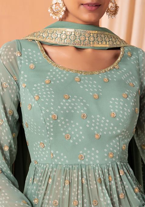 Luxe By Hues Atelier Women Pret 3 Piece Client Spotted In Customised Pale Green Gharara Peplum - Formals Collection main image 1