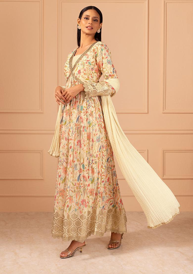 Viscose Jacquard Anarkali Suit Set with Silk Leriya Print Dupatta – XL to 3XL main image 0