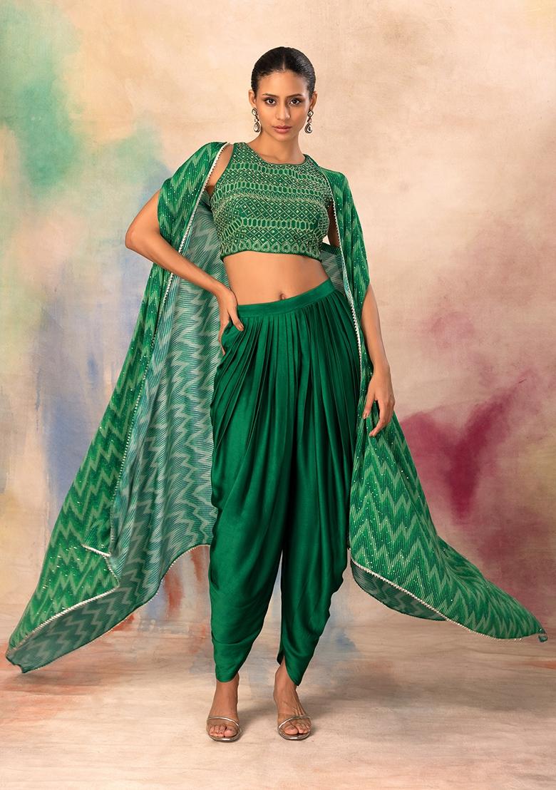 Buy Cottinfab Green Printed Top Dhoti Pants Set for Women Online  Tata CLiQ
