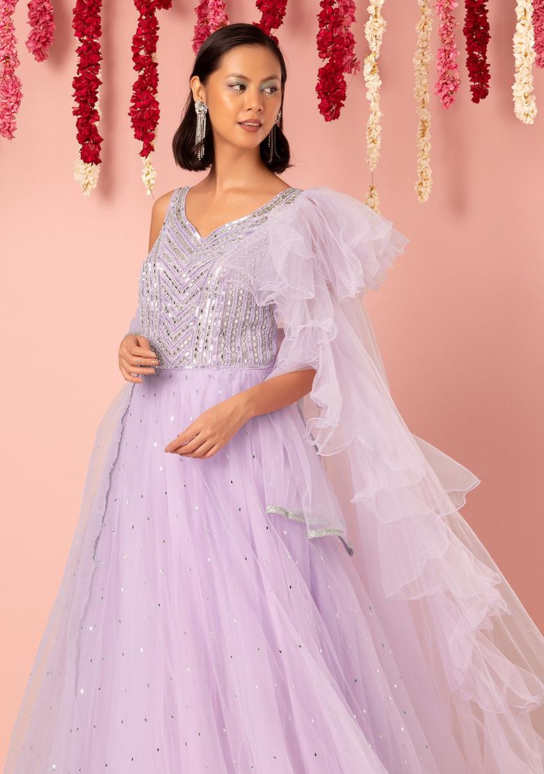 Girls flore length dress with orders attached dupatta