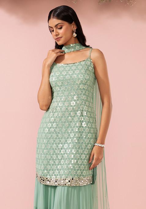 Green sharara set with dupatta