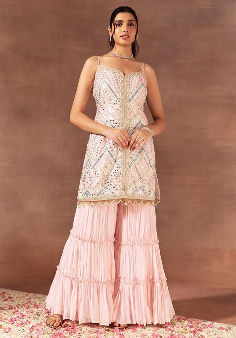Pink Sharara Set with Contrast Dupatta