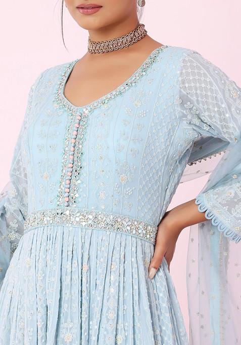 Navy Blue Anarkali Kurta with Embellished Belt main image 1
