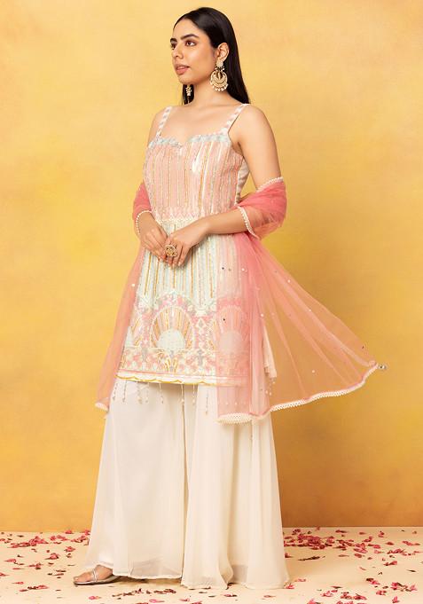 Visha Sequin Embroidered Kurta-Sharara with Dupatta