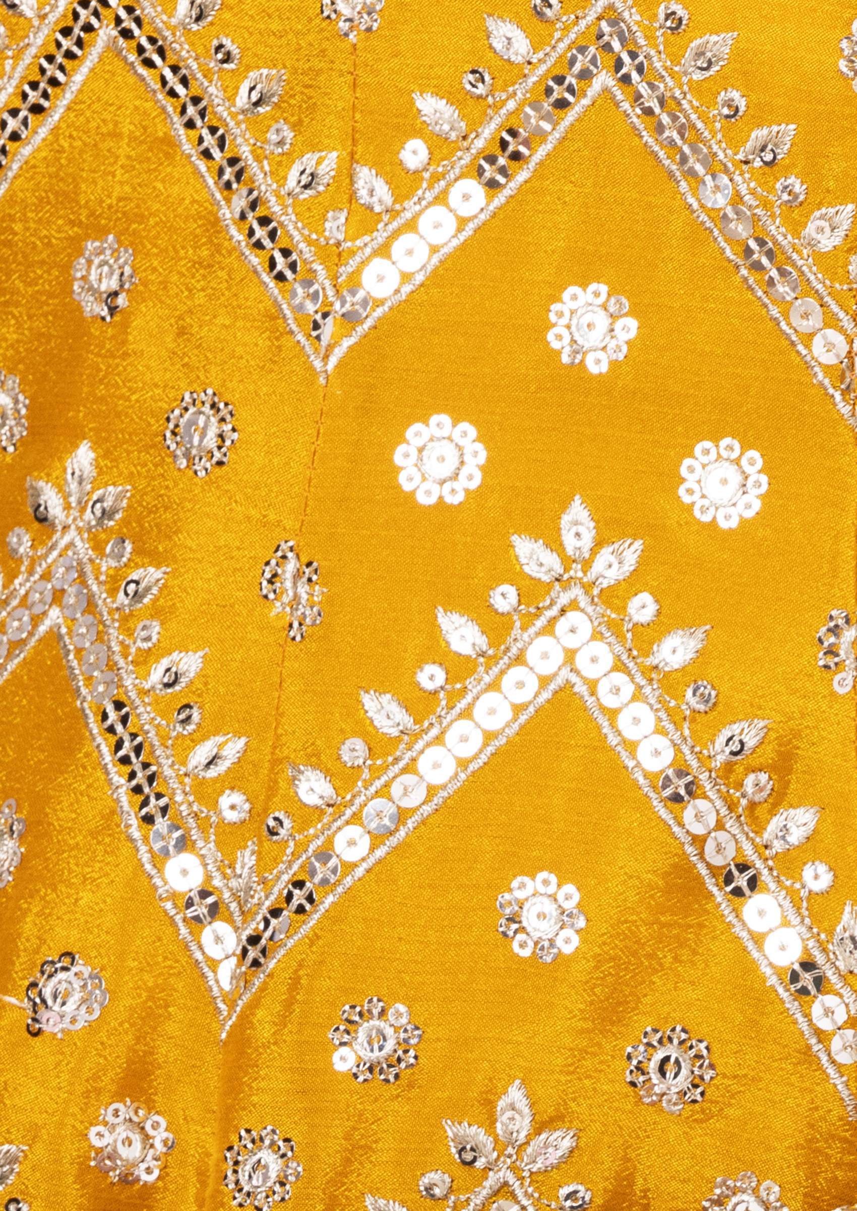 Mustard Sharara Set With Geometric Embellished Short Kurta And Dupatta - Indya