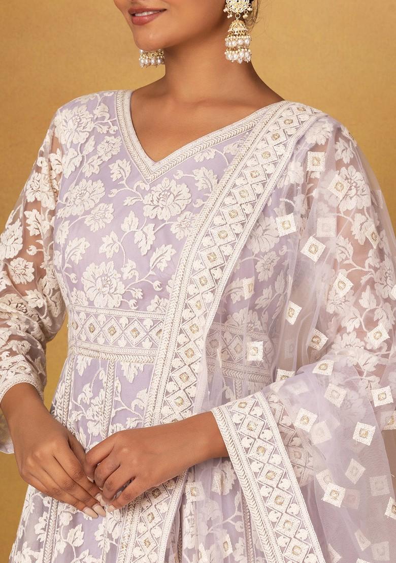 Lavender Traditional Embroidered Festive Anarkali Gown main image 1
