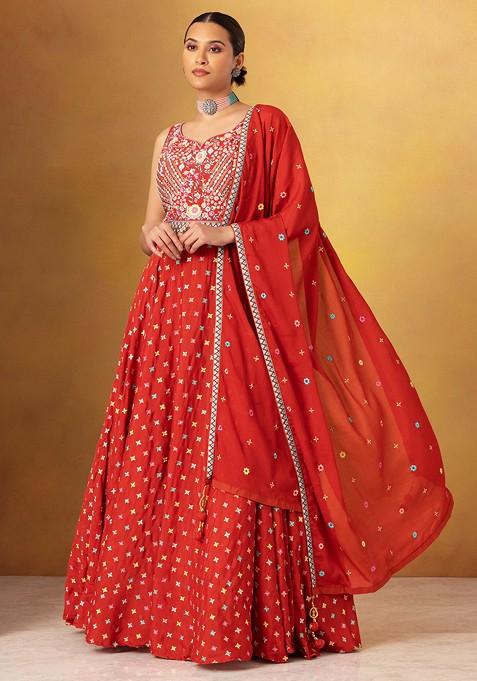 Shruthika Rust Brown Cotton Anarkali Gown