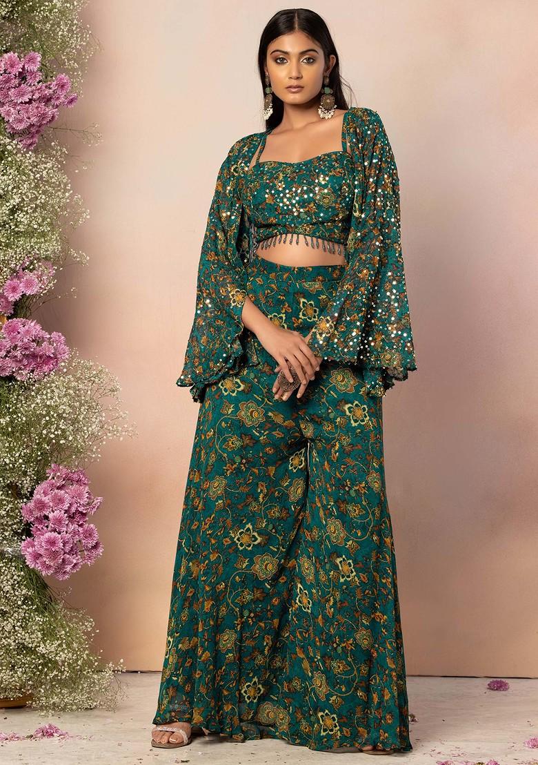 Top floral with shararah set girls main image 0