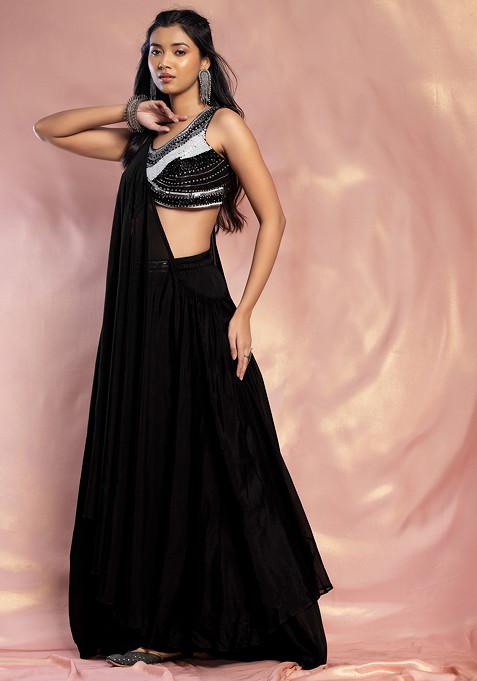 MULMUL MAROON SEQUIN JACKET PLAZZO & BANDEAU TOP SET main image 1