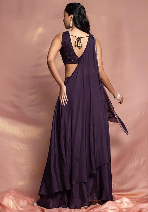 Acetate Deep Purple Blouse Set