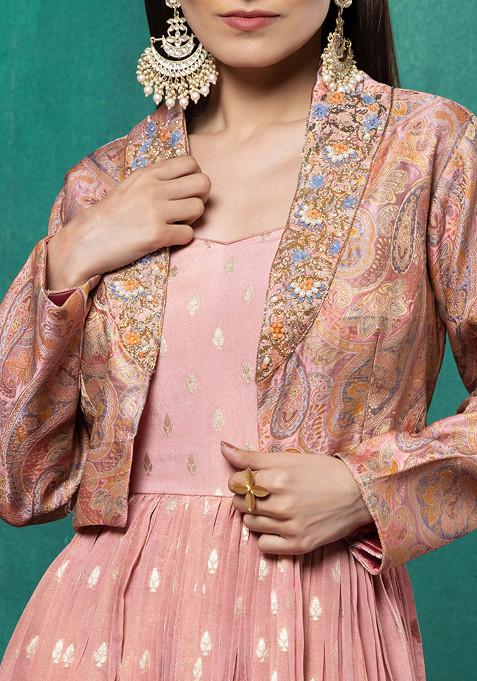 Trifecta multi brocade anarkali jacket main image 0