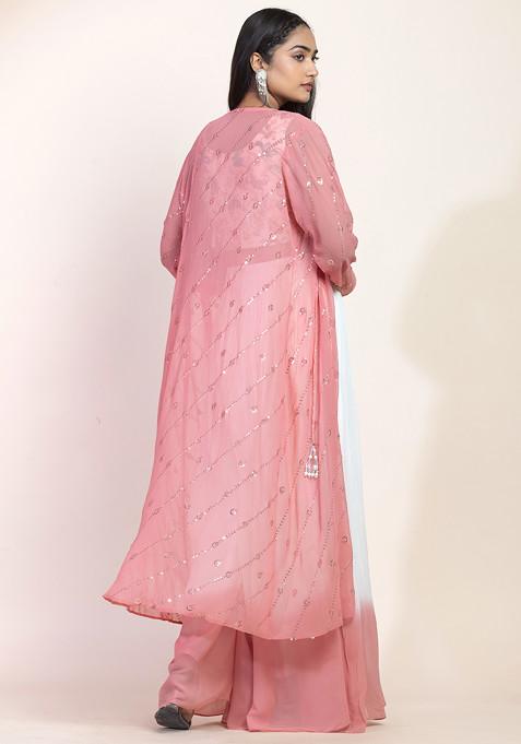 White Thread And Moti Work Palazzo Set