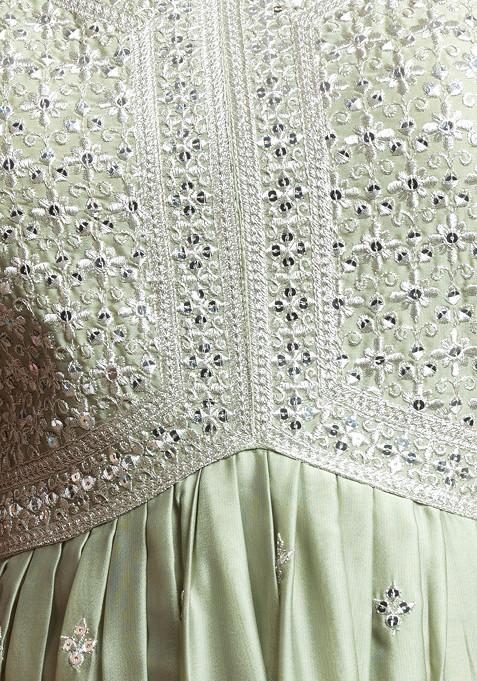 Zari & Resham Embroidered Anarkali Kurta Set with Flared Palazzo main image 1