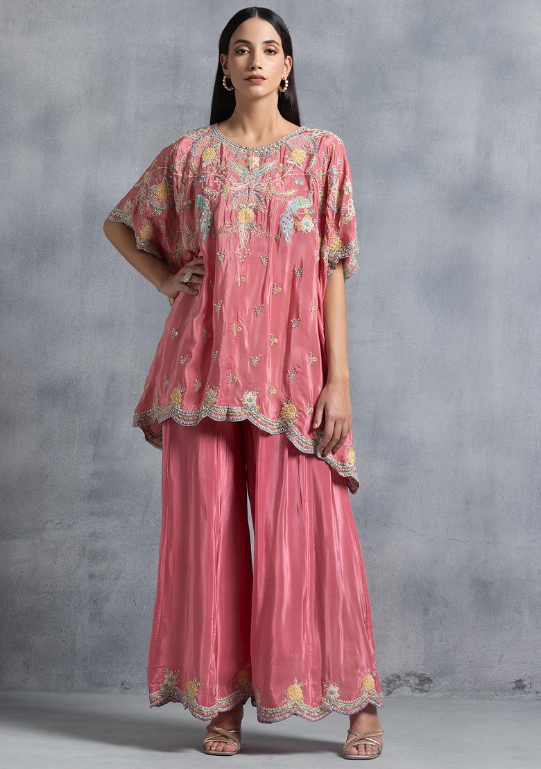 Peach Printed Kurti with Sharara