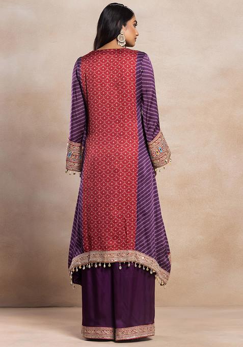 Royal Purple Kurta Set with Bandhani Dupatta
