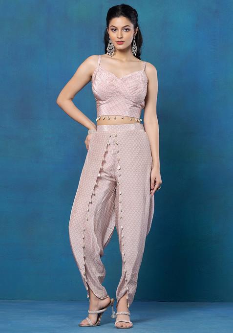 Pink June Jacket And Dhoti Set