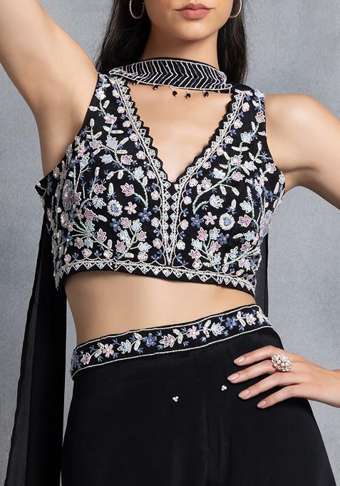 Embellished Button Down Frilled Top Sharara Set