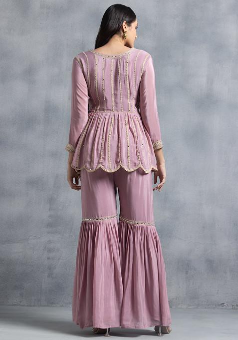 Lavender Floral Sharara Set with Dupatta