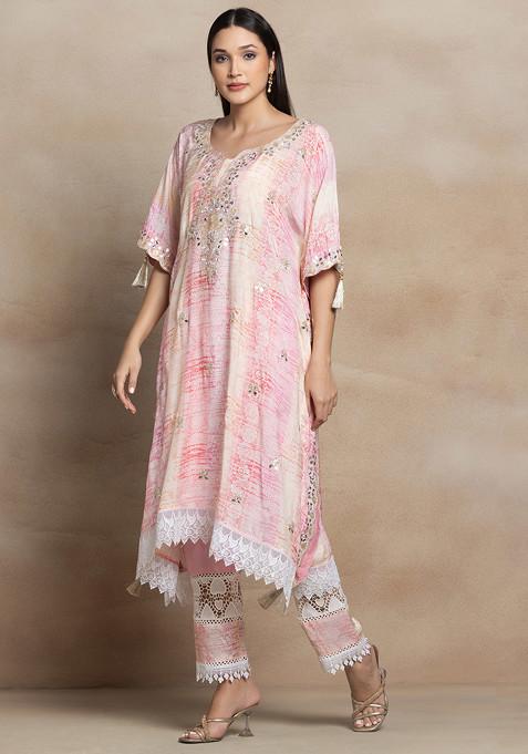 Gota Patti Embellished Peplum Kurta With Harem Pants main image 0