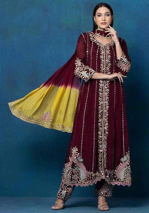 Mughal inspired Gota Patti Anarkali Kurta Set