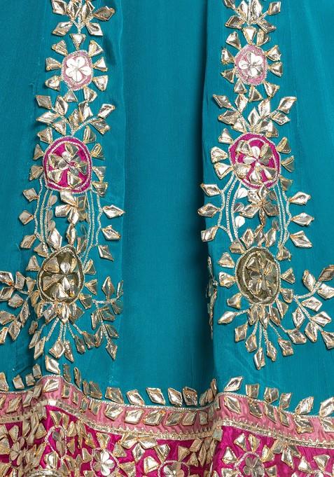 Made to Measure Gota Patti & Mirror Embroidery Kurta Pallazo Set With Scallops Dupatta