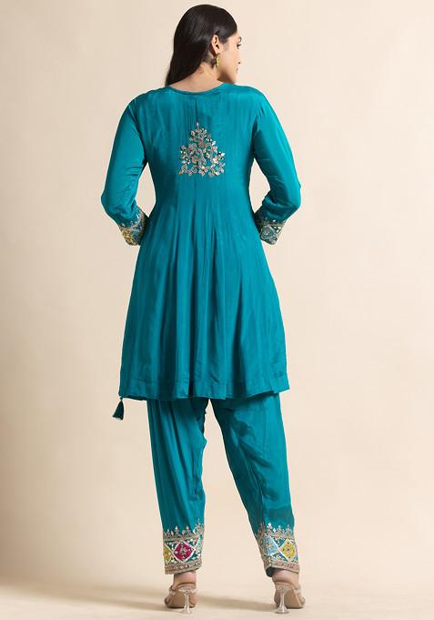 Pastel Blue Gota Patti A-line Kurta Set
