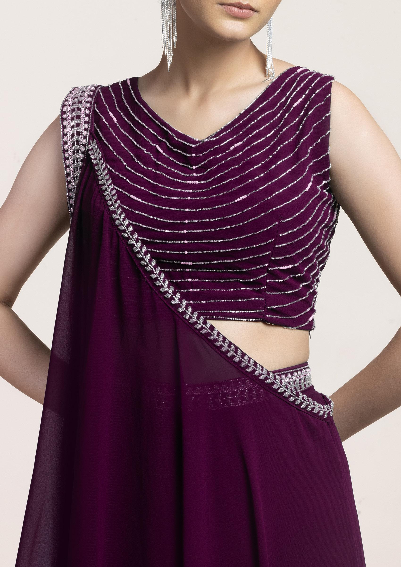 Buy Women Purple Lehenga Set With Sequin Hand Work Blouse