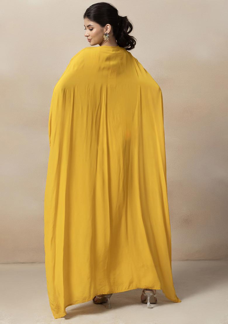 Yellow Skirt Set With Floral Zari Embroidered Blouse And Jacket