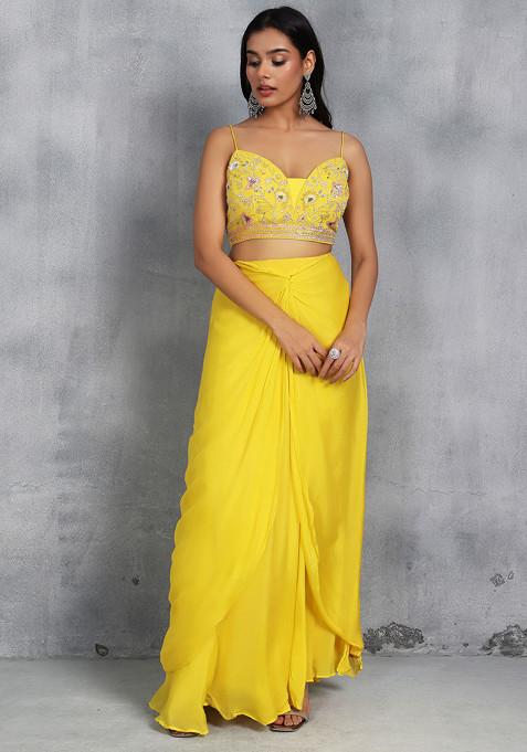 If you Pleats Yellow skirt set main image 1