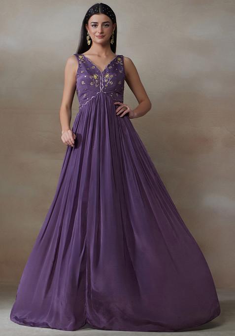 Purple Embellished Anarkali Gown