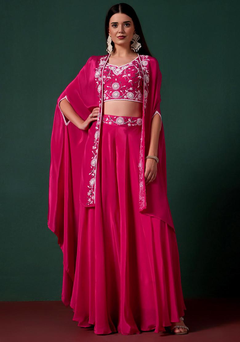Buy Women Pink Sharara Set With Embellished Blouse And Jacket