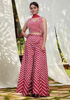 Maroon Skirt Set With Hand Embroidered Blouse and Dupatta