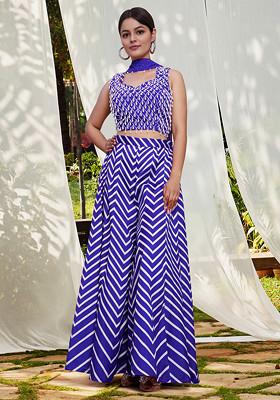 Purple Skirt Set With Hand Embroidered Blouse and Dupatta