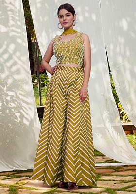 Yellow Skirt Set With Hand Embroidered Blouse and Dupatta