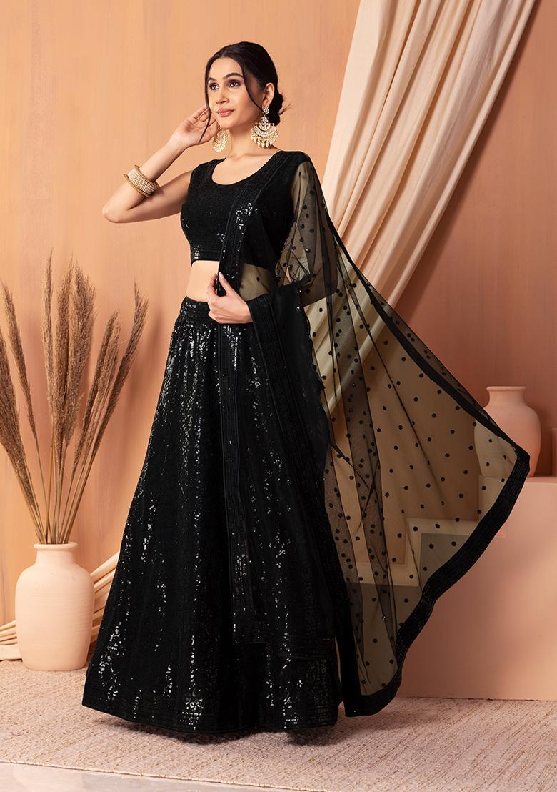 Buy Lavanya The Label Black Sequin Lehenga (Set of 3) online