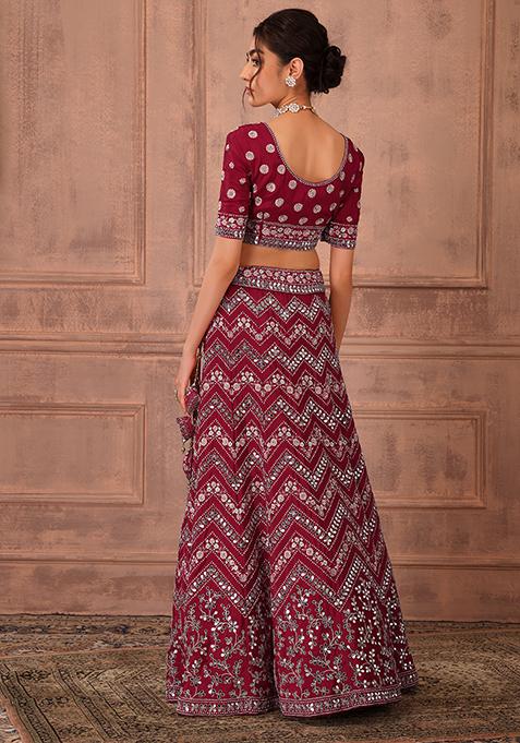 Black Mirror Embellished Flared Lehenga Set & Sequin Embroidered Chinon Dupatta