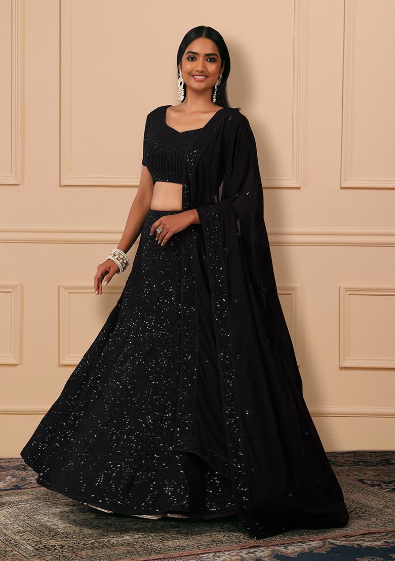 Black Lehenga Cholis: Buy Latest Indian Designer Black Lehenga Cholis  Online - Utsav Fashion