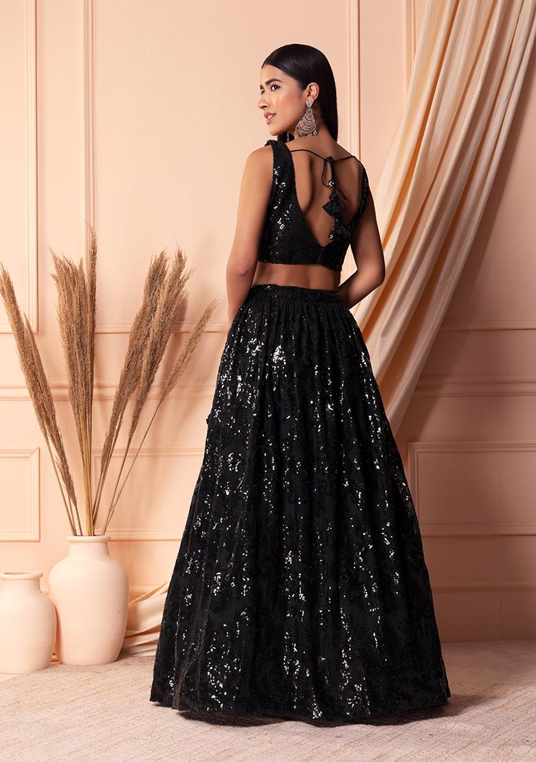 Black Party Wear Emblished With Overall Sequins Work Lehenga Choli With  Soft Net Dupatta Indian Style Wear for Wedding and Event of Wedding - Etsy