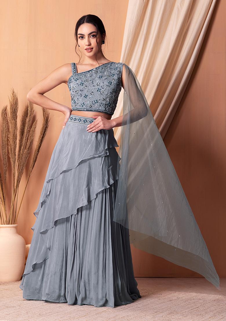 Buy PMD Fashion Women Grey Solid, Embroidered Silk blend, Net Semi Stitched  Lehenga Choli (Free Size, Pack of 1) Online at Best Prices in India -  JioMart.