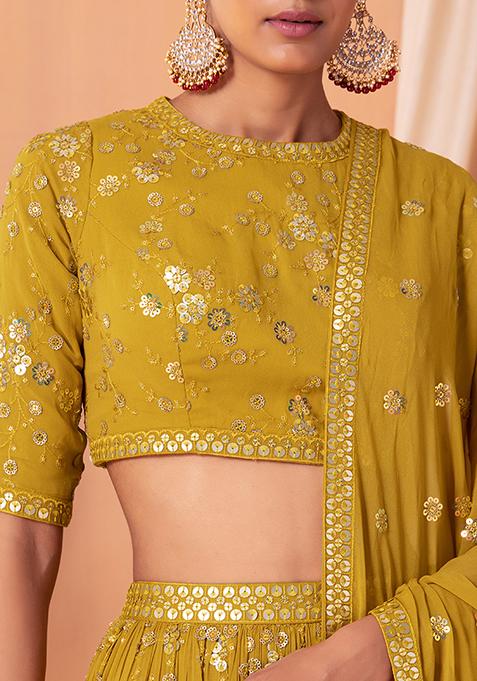 Sparkling Blue Sequin Embroidery Lehenga Set with Blouse & Dupatta Ethnic Glam main image 0