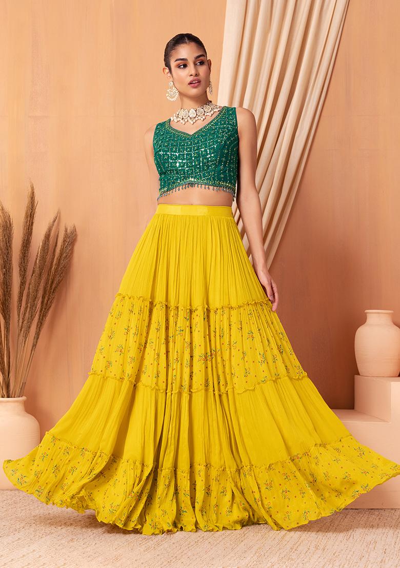 Yellow Lehenga - Buy Designer Yellow Lehenga Choli Online USA