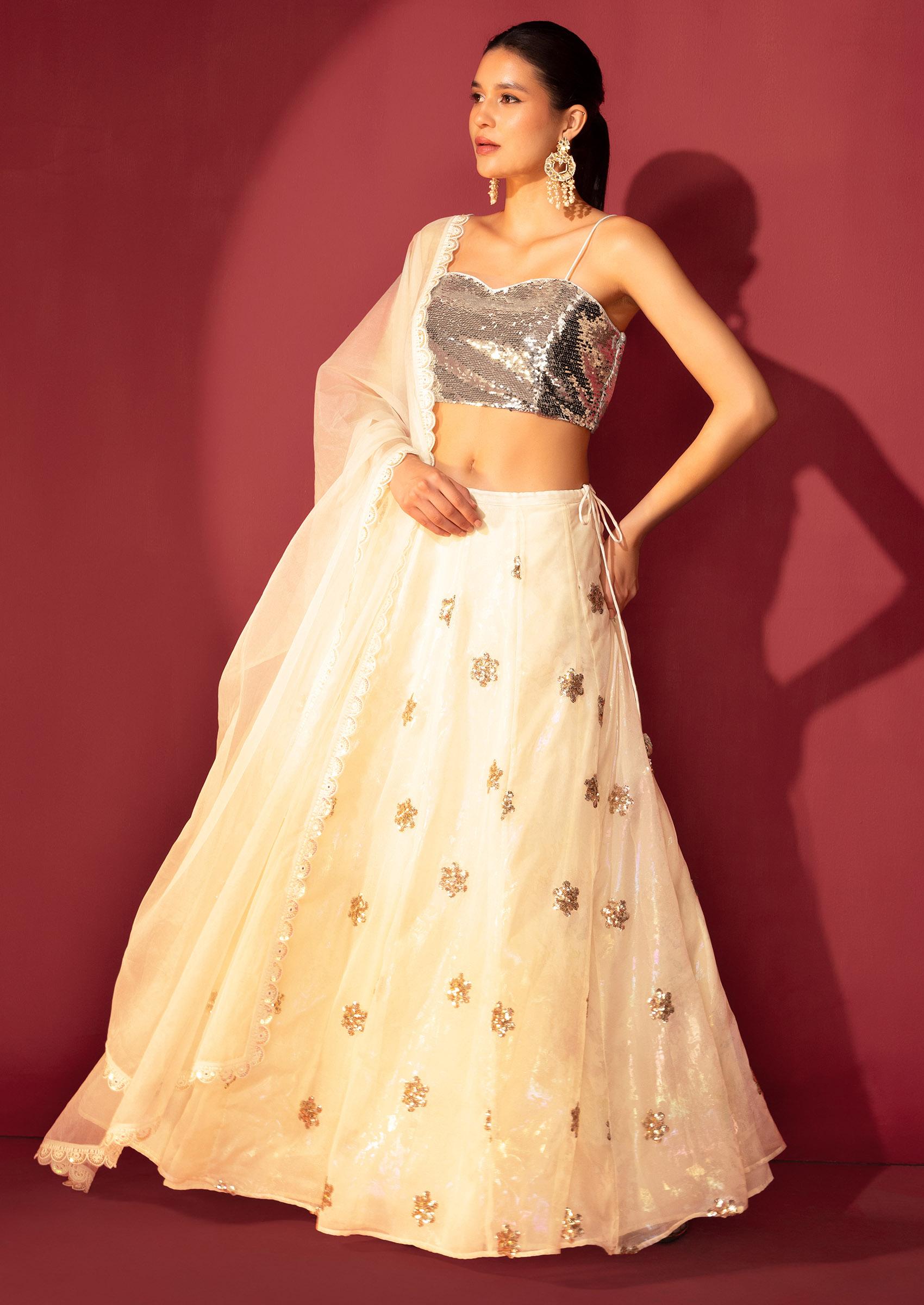 Buy Cream & Gold Celeste Lehenga Set by SEEMA GUJRAL at Ogaan Online  Shopping Site