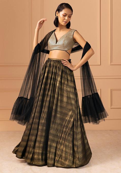 Lehenga Choli | Designer Indian Collection | Lashkaraa | Black and gold  lehenga, Black lehenga, Indian bridal outfits
