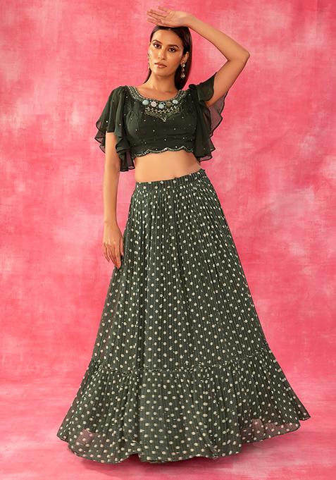 Green Polka Dots Silk Dupatta main image 0