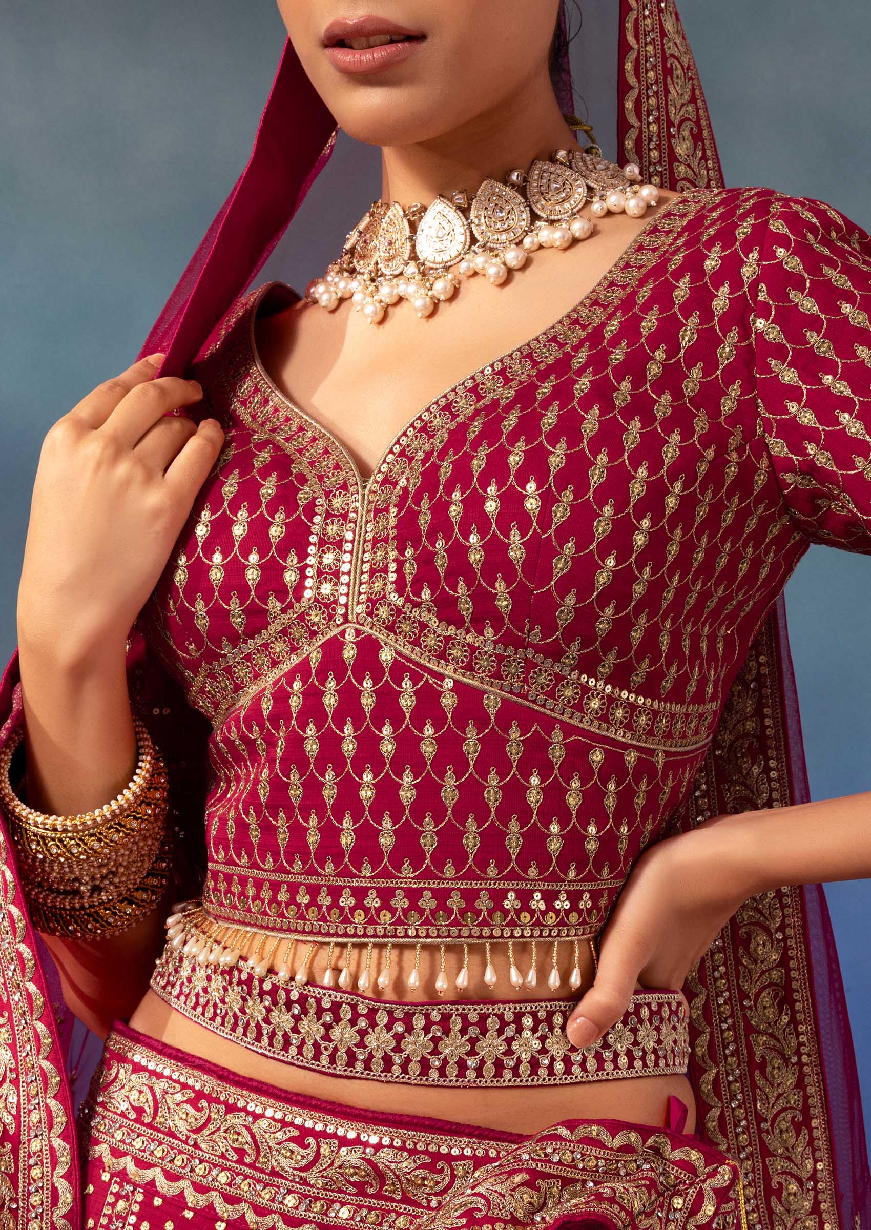 Magnificent Red Bridal Lehenga With Designer Choli